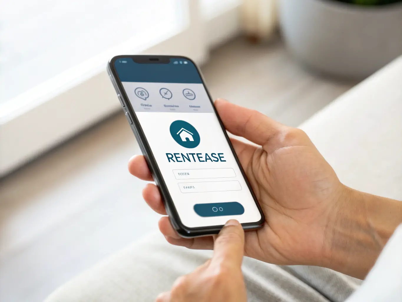 A customer submitting a maintenance request through a mobile app, showcasing the ease of reporting issues.